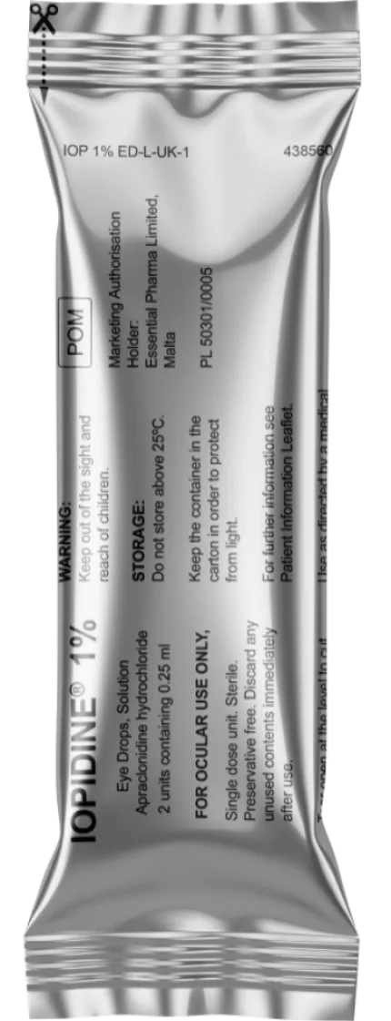 A picture of the IOPIDINE® 1% w/v sachet